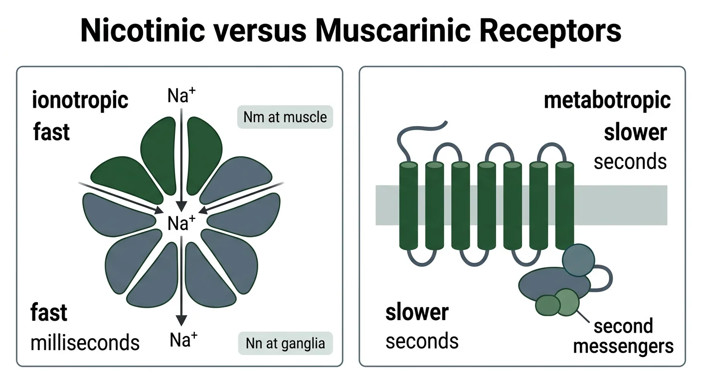Figure 4 — Nicotinic versus muscarinic receptor structure