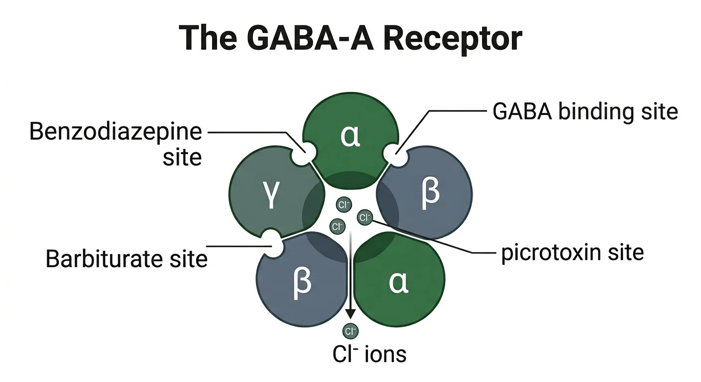Figure 1 — The GABA-A receptor and its binding sites
