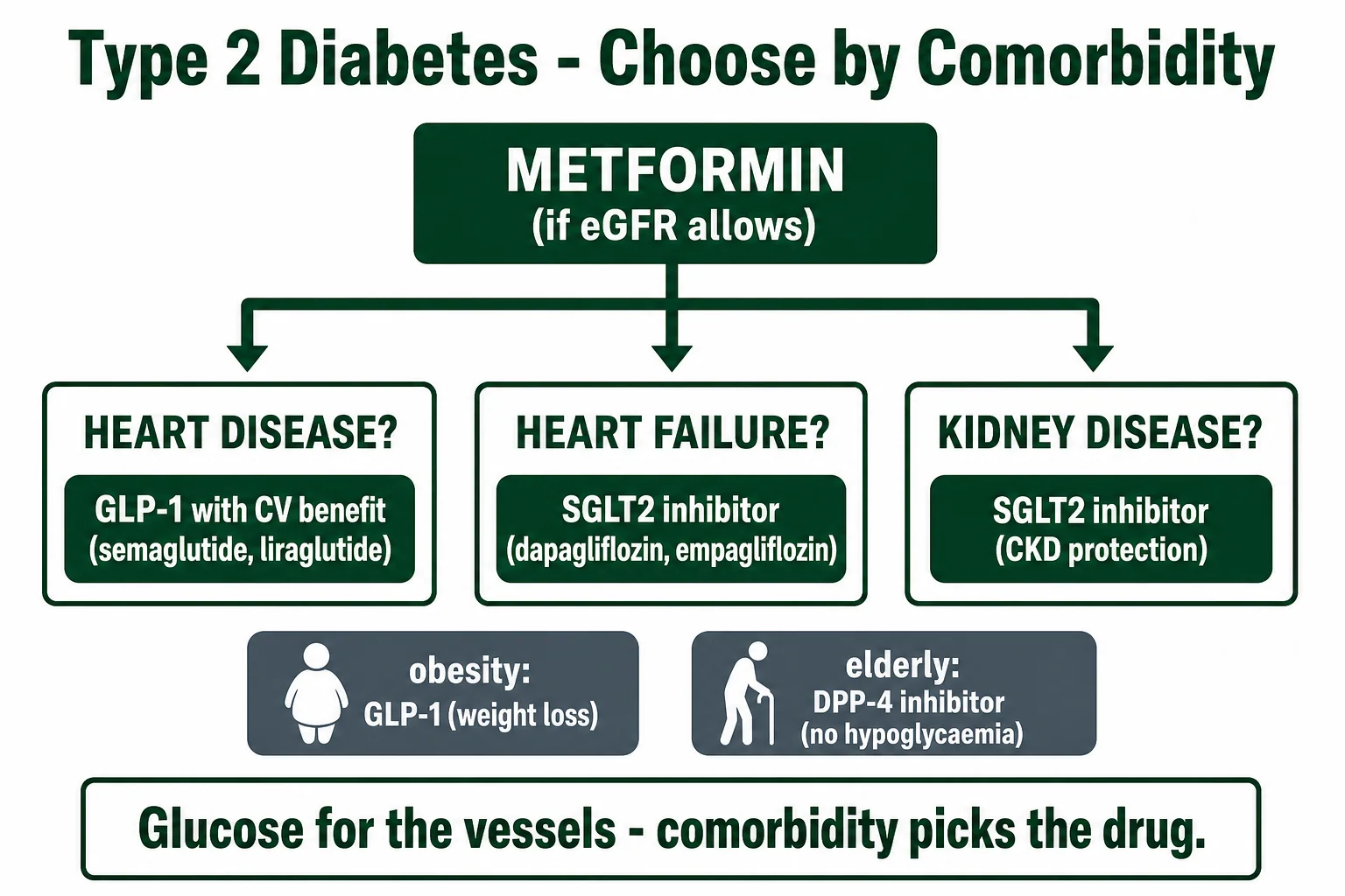 Choose the second drug by comorbidity